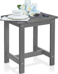 Y&M Outdoor Side Table, HIPS Adirondack Small Single Table, Waterproof Square Outside Table, Balcony Modern End Tables for Patio, Pool, Beach, Porch, Deck, Indoor or Outdoor Use, Dark Gray