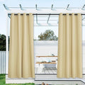 NICETOWN Canvas Waterproof Outdoor Curtains for Patio 108 Inches Long, Machine Washable Rustproof Grommet Privacy Outdoor Drapes for Porch/Balcony, 2 Panels, 55" Wide, Light Beige