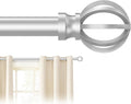 Silver Curtain Rods for Windows 28 to 48 Inch, 5/8" Diameter Heavy Duty Metal Adjustable Small Drapery Rod With Bracket