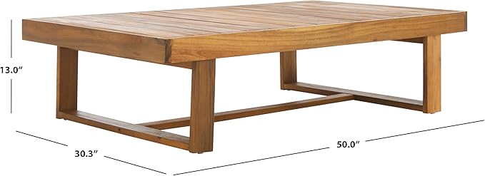 SAFAVIEH Outdoor Collection Duncan Natural Brown Slatted Top Solid Wood Coffee Table