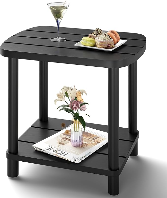 Outdoor Side Table, Adirondack Outdoor Patio Table, Bamboo Small Patio End Tables for Pool, Porch, Backyard, Bathroom and Indoor. Weather Resistant