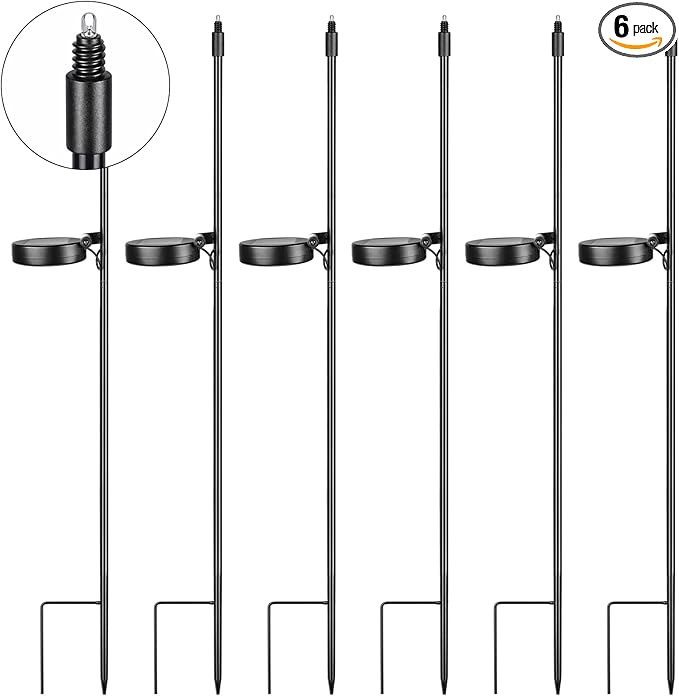 6 Pack Solar Stake Lights Outdoor Decorative Metal Ground Pathway LED Stake Lights Replacement Stakes Built-in Rechargeable Battery for Lawn Patio Yard Outdoor Garden Decor