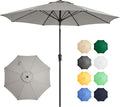 Ayge 9FT Large Outdoor Patio Umbrella Market Table Umbrella-UV Resistant, Easy Push Button Tilt and Crank, 8 Sturdy Fiberglass Ribs Heavy-Duty Pool Umbrella for Deck, Backyard,Garden,Light Grey