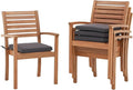 OC Orange-Casual Stackable Patio Dining Chairs Set of 4, Outdoor Acacia Wooden Chairs w/Armrest & Removeable Fabric Cushion, for Porch, Backyard, Garden, Indoor, Dark Grey