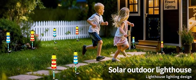 Solar Lights Outdoor 2 Pack, Solar Garden Lamps, Outdoor Decorations, Garden Decorative lamp in The Shape of a Lighthouse, a Unique Gift for Women, a Gift for Grandmother