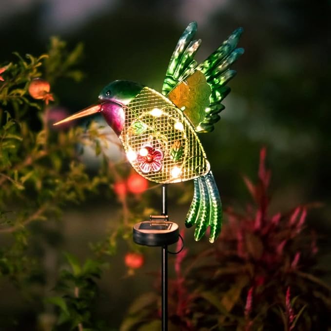 DREAMYSOUL Outdoor Solar Garden Lights, Hummingbird Solar Lights for Outdoor Patio Yard Pathway, Hummingbird Gifts for Women Mom Grandma