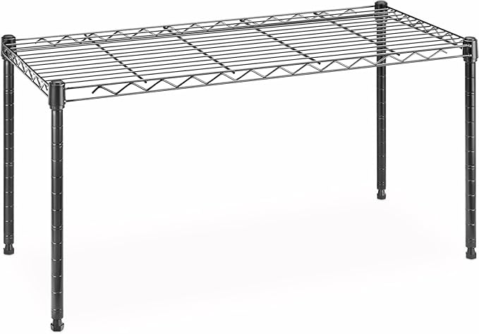 Xcity Storage Shelves, 1 Tier Heavy Duty Metal Shelving Unit, 350 LBS Capacity Adjustable Steel Wire Shelf Organizer for Pantry, Kitchen, Garage, 14" D x 30" W x 15" H, Black