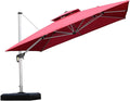 PURPLE LEAF Patio Umbrella 11 Feet Double Top Deluxe Square Offset Hanging Umbrella Outdoor Market Umbrella Garden Umbrella, Terra