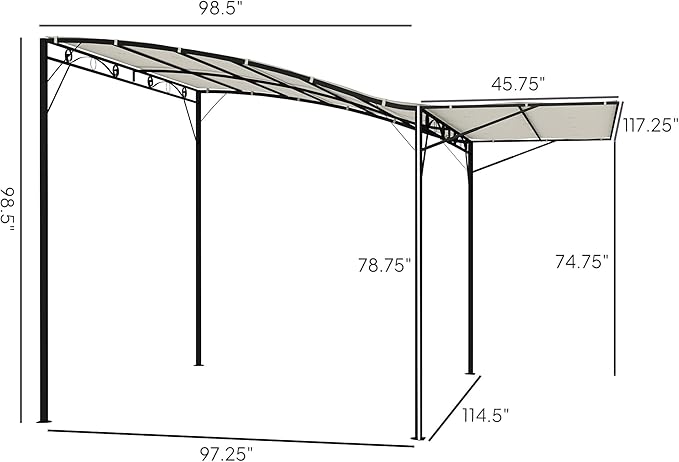 Outsunny 10' x 8' Outdoor Pergola and Patio Gazebo, Extendable Side Awning, Sun Shade Shelter for Garden, Camper, Deck, Doors and Windows, Cream White