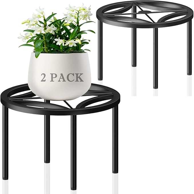 TOSKING 2-Pack Plant Stands - Heavy Duty Low Plant Stand, No Assembly Required Risers for Potted Plants Indoor and Outdoor, Ready to Use(11.81" Diameter)