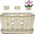 W&W Orchid Pot with Holes and Saucer for Repotting, Cream White, 9.7 Inch