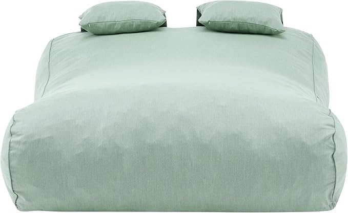 Merax Outdoor Bean Bag Chair Sun Lounger for 2 Adult, 73" Big Comfy Outdoor Bean Bag Daybed Couch with Headrest, Water-Resistant Fabric Patio Chaise Lounger Chair for Pool Balcony Beach Deck, Mint