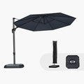 PURPLE LEAF 10 Feet Patio Umbrella with Base and Cover Round Outdoor Cantilever Umbrella Aluminum Offset Umbrella with 360-degree Rotation for Garden Deck Pool Patio Grey