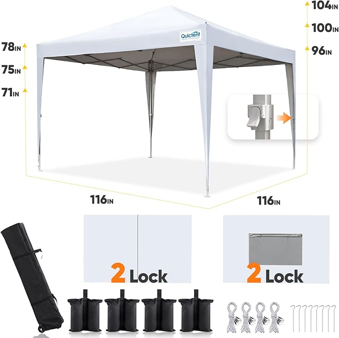 Quictent Privacy 8x8 Pop up Canopy Tent with Sidewalls and Roll-up Ventilated Windows, One Person Easy Setup, Outdoor Commercial Gazebo Shelter Enclosed Waterproof, Bonus 4 Sandbags