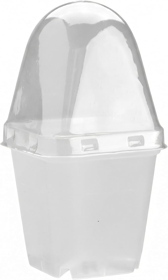 2.7 Inch Square Nursery Pots with Humidity Dome, 60 Packs Clear Seedling Pots with Drainage Holes, Reusable Propagation Pots Small Plant Container for Indoor Outdoor Gardening