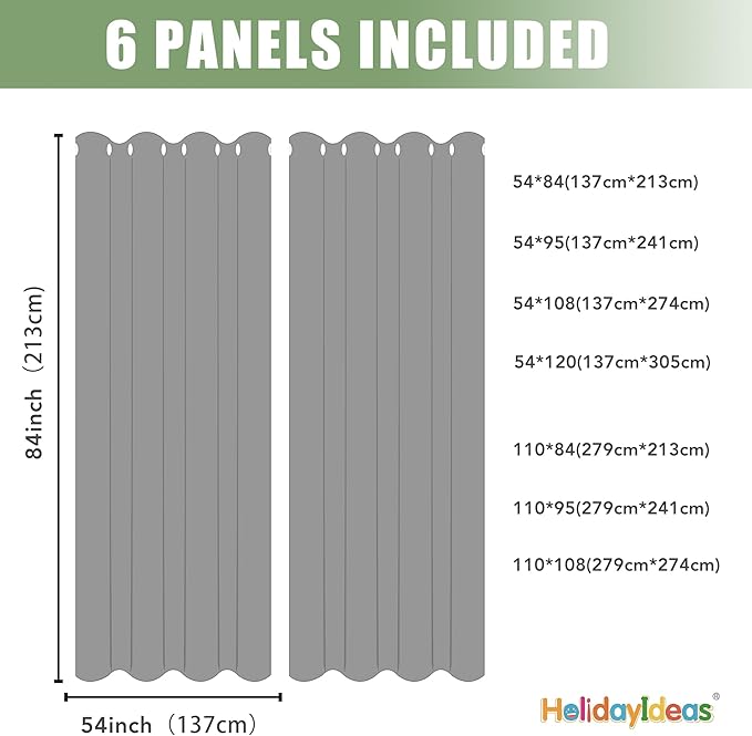 HolidayIdeas Outdoor Curtains for Patio Waterproof, 6 Panels - 54x84 Inches - Weatherproof Privacy Outsides Curtains for Cabana Porch Pergola, Sunlight & UV Blocking (Taupe, Grommet Top)