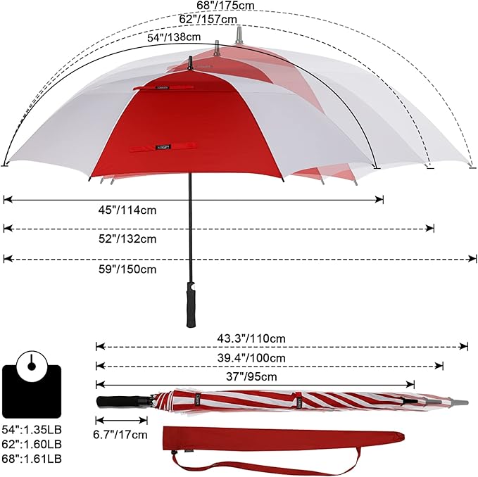G4Free 47/54/62/68/72 Inch Automatic Open Golf Umbrella Oversize Extra Large Double Canopy Vented Windproof Waterproof Stick Umbrellas