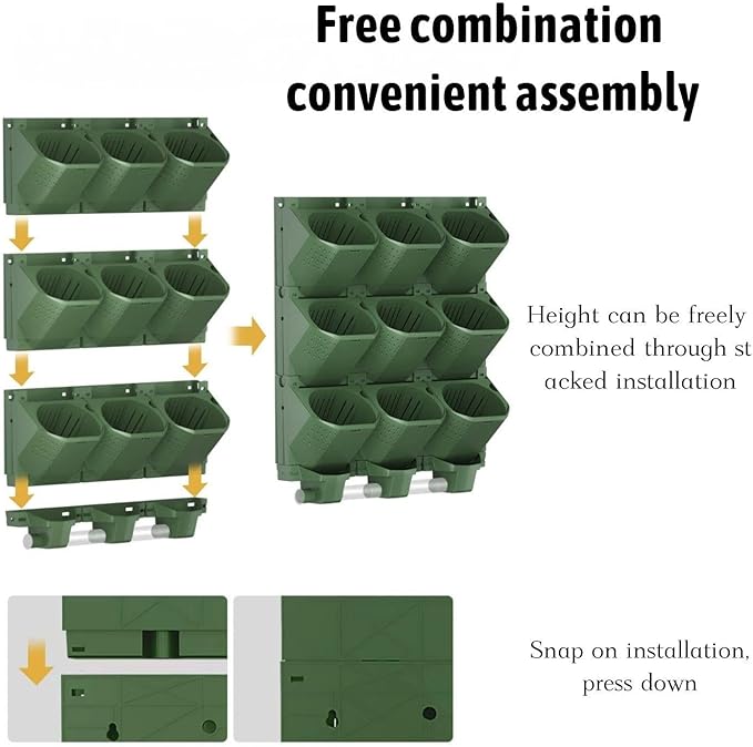 36 Pockets Living Wall Planter Indoor, Self Watering Wall Hanging Planters for Outdoor Plants Stackable, Cascading Vertical Planter Garden (36 planters)