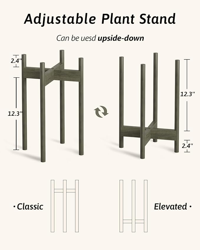 Adjustable Plant Stand Indoor, Bamboo Plant Stand Fits 8 9 10 11 12 Inches, Small Corner Planter Holder for Indoor Plants, Single Floor Plant Stands for Living Room Balcony, Tea Brown Tall
