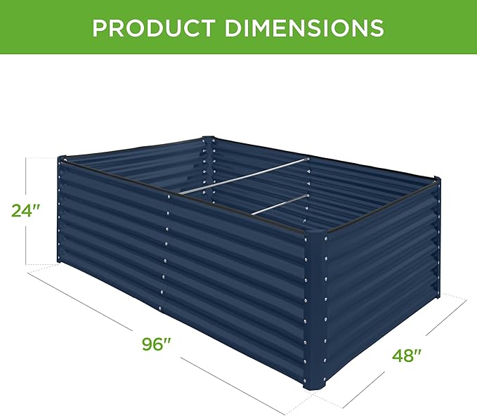 Best Choice Products 8x4x2ft Outdoor Metal Raised Garden Bed, Deep Root Planter Box for Vegetables, Herbs & Flowers, 478-Gallon Capacity, 100% Non Toxic Materials - Navy
