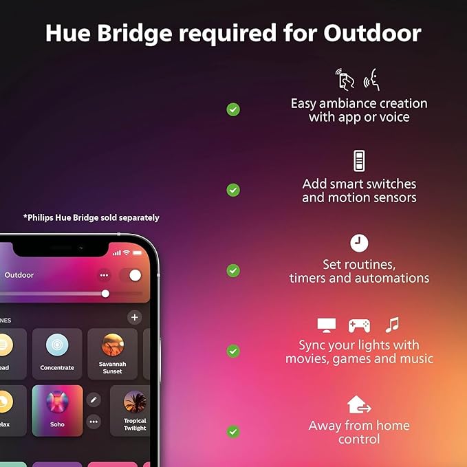 Philips Hue Lily Outdoor Smart Spotlight Base Kit, 3 Pack, White and Color Ambiance LED Walkway Lights, Low Voltage Landscape Lighting, Requires Bridge, Control with App & Voice, Weatherproof