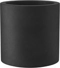 Kante 12.6" Dia Round Concrete Planter, Modern Style Large Cylindrical Plant Pot with Drainage Hole and Rubber Plug for Indoor Outdoor Patio, Black
