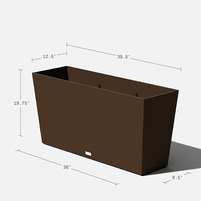 Veradek Pure Series Midori Trough Planter - Large Rectangular Planter for Indoor or Outdoor Deck/Porch | Durable All-Weather Use with Drainage Holes | Modern Decor for Shrubs, Flowers, Small Plants