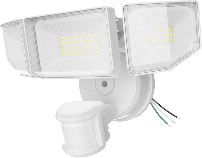 85W LED Security Lights Motion Sensor Light Outdoor, 8500LM Dusk to Dawn, IP65 Waterproof, 6500K, 3 Head Motion Detected Flood Light, Floodlight for Outside, Garage, Yard, Porch (White)