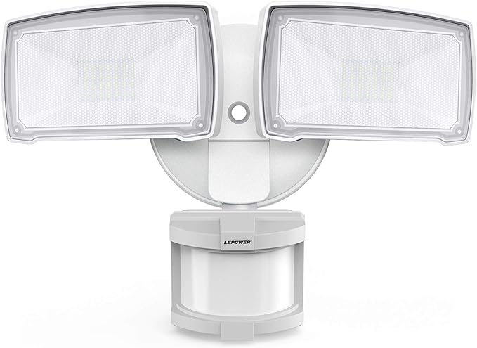 LEPOWER 30W LED Security Lights Motion Sensor Outdoor, 3200LM, 5500K, IP65 Waterproof, Hardwire 2 Head Motion Detector Flood Light for Garage, Yard, Porch