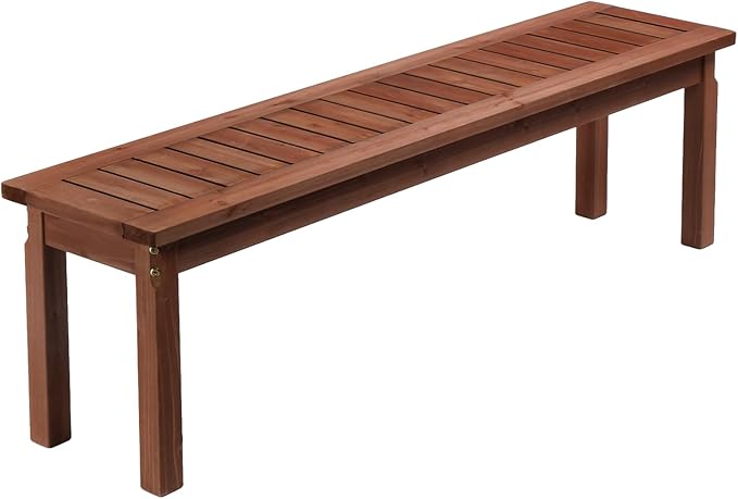 VINGLI Outdoor Wooden Bench, 62” Porch Bench Outdoor Backless Garden Bench, Small Outdoor Bench for Deck Patio Entryway (Brown, 62in)