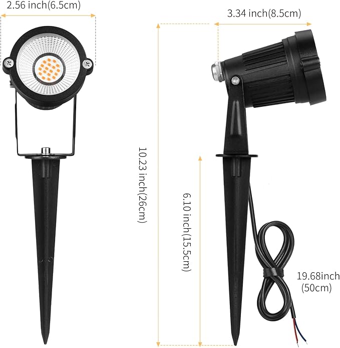 Low Voltage Landscape Lights Outdoor: 7W 700LM LED Landscape Lighting with Connectors for Tree Garden Yard Pathway | 12V 24V Warm White 2700K Spotlights | IP65 Waterproof | 6 Pack