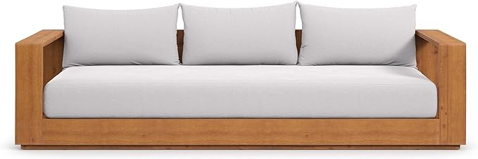 Modway Tahoe Acacia Wood Outdoor Patio Sofa in Natural Light Gray with Weather-Resistant Cushions - Ideal as a Porch Couch or Sunroom Sofa