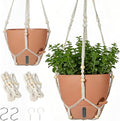 Self-Watering Hanging Planters for Indoor Plants Set 2-Piece Includes Plant Hanging Pot, Drainage-Hole Hanging Pot, and Hanging Basket Rack (Terracotta,10 Inches)