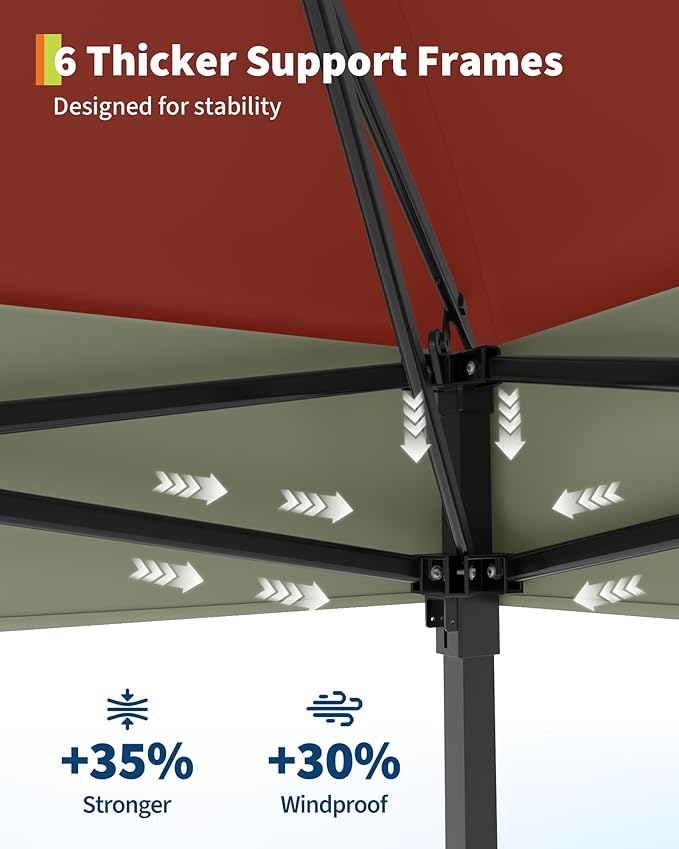 Canopy Tent 13x13 ft, Pop Up Gazebo One-Push Setup with 4 SandBags for Backyard Parties and BBQs, Mosquito Netting & Height Adjustable - Red