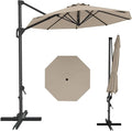 GarveeLife 10FT Patio Umbrella Outdoor Large Cantilever Umbrella Market Sun Shade Windproof Offset Umbrella with 360-Degree Rotation for Garden Deck Pool Patio, Tan