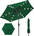 Best Choice Products 7.5ft Outdoor Solar Market Table Patio Umbrella for Deck, Pool w/Tilt, Crank, LED Lights - Green