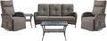 5 Piece Patio Furniture Set with Swivel Recliner Chair - Removable Outdoor Patio Couch Set, Chaise Lounge Chair Outdoor with Adjustable Backrest and Footrest and Coffee Table for Casual Gathering