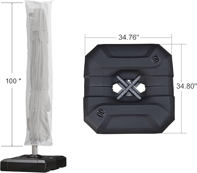 PURPLE LEAF 10'×10' Patio Umbrella with Base and Cover Outdoor Large Offset Cantilever Umbrella Heavy Duty Sun Umbrella for Garden Deck Pool Patio White