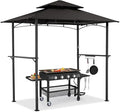 AECOJOY 8' x 5' Outdoor Grill Gazebo, BBQ Canopy for Outdoor Grill, 2- Tier BBQ Grill Gazebo Shelter for Patio, Backyard and More (Black)
