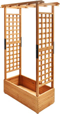 Raised Garden Bed Wooden Patio Planter with Trellis Outdoor Climbing Cucumber Box Pots Tomato Flower Vegetable Herb Porch, Tall Hanging Roof, Orange, 42.5" L x 17.3" W x 66.1" H