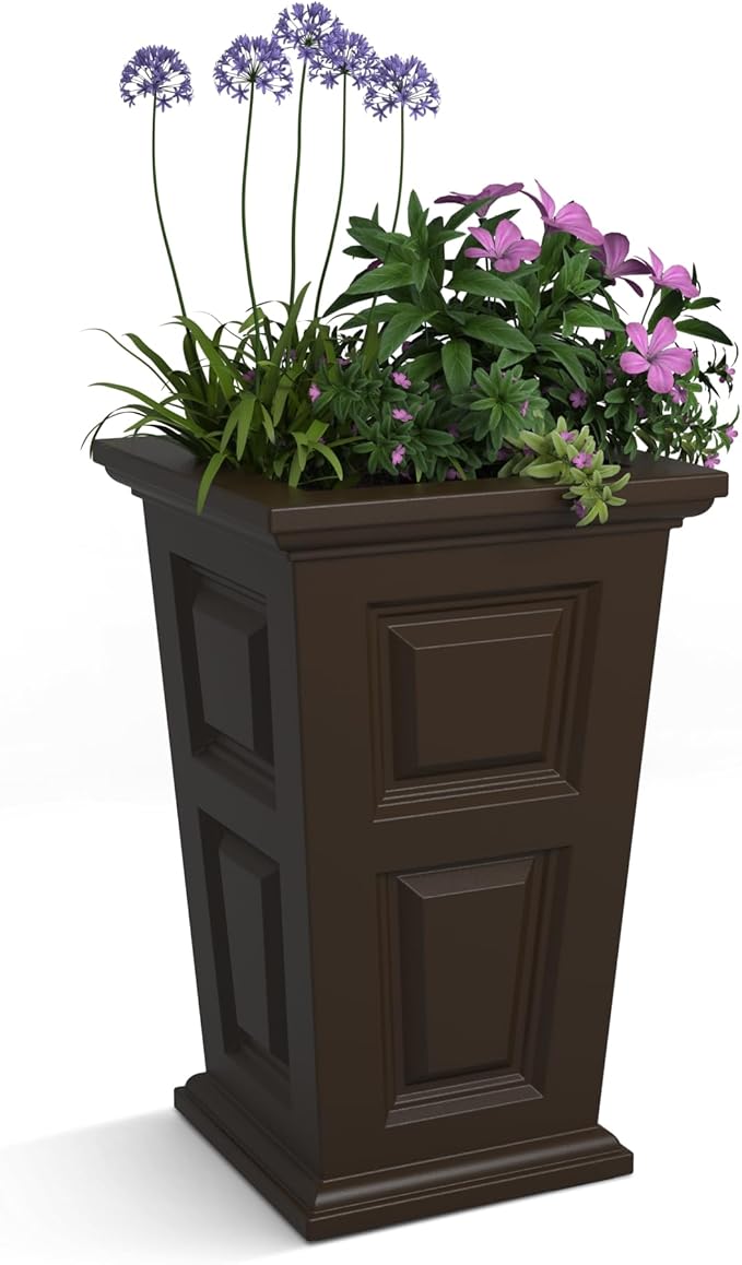 Mayne Wyndham 24-Inch Tall Planter – Self-Watering, Weather-Resistant Planter for Flowers – Durable Indoor/Outdoor Design for Patio, Porch, or Entryway