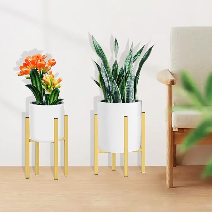 Plant Stand for 10"-16" Plant Pot Indoor Outdoor Corner, Adjustable Metal Heavy Duty for Large Pot (Golden 1 Pack)