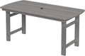 Outdoor Rectangle Dining Table, Heavy-Duty HDPE Table for 6, Weatherproof Patio Table with Umbrella Hole, Rounded Corners for Safety, Grey