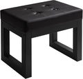 IBUYKE 16 Inch Small Foot Stool Ottoman, Rectangle PU Faux Leather Foot Rest with Padded Seat and Metal Legs, Modern Ottoman Foot Rest for Living Room Bedroom Entryway Couch, Black WBD026B