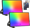 Onforu LED Flood Light Outdoor, 150W Color Changing RGBW Floodlight with Remote, Stage Lights Uplights for Events, IP66 Uplighting Spotlight Floor Strobe Light for Christmas 2 Pack