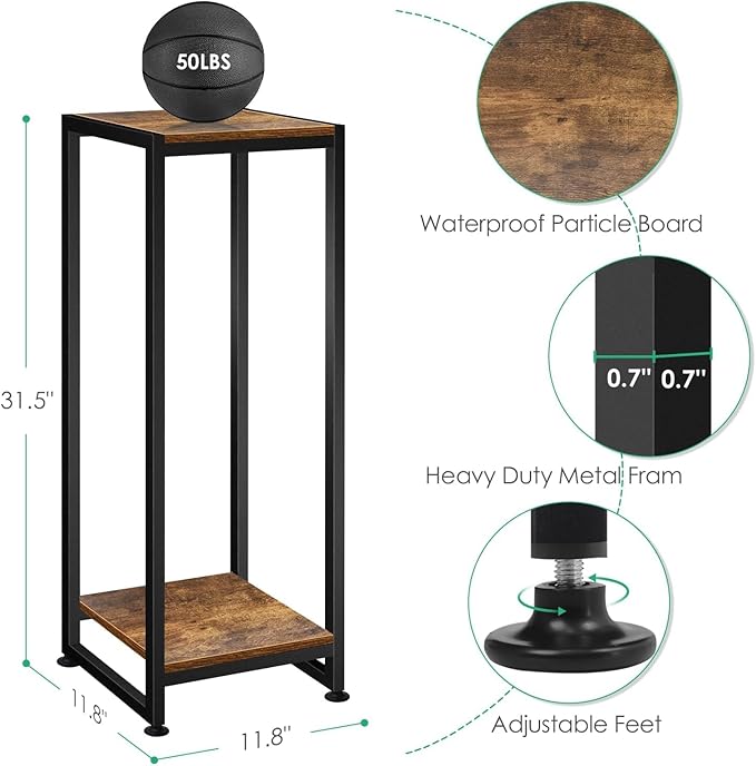 2-Pcak Plant Stand Indoor, 31.5'' Tall Wood Plant Stands Heavy Duty Pedestal Stand for Indoor Outdoor, Modern Corner Flower Stand for Patio, Living Room, Balcony