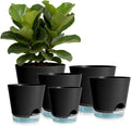 GARDIFE 2026 Upgraded Self Watering Plant Pots with Drainage Hole, 7/6.5/6/5.5/5/4 Inch Flower Planting Containers for House Plants, African Violet, Flowers, Cactus (Black, 7+6.5+6+5.5+5+4 inch)