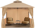 MASTERCANOPY Patio Gazebo Steel Frame Outdoor Gazebo with Windows Curtains (9x9, Beige)