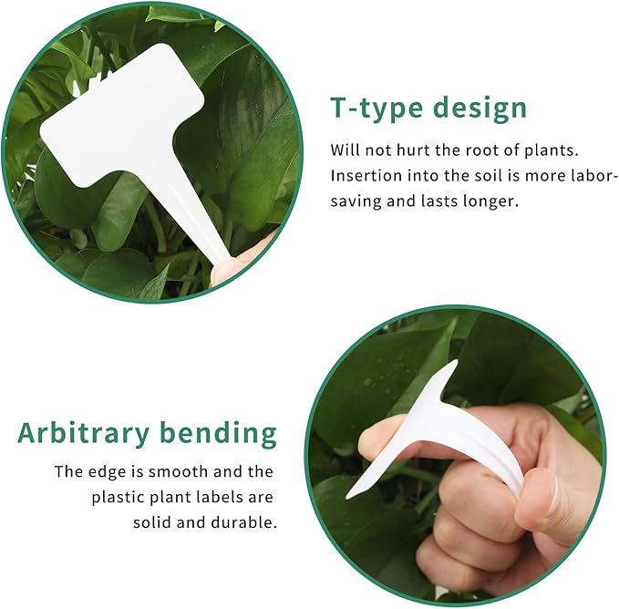 KINGLAKE 100 Pcs Thick Plastic Plant T-Type Tags Nursery Garden Labels Re-Usable Plant Tags