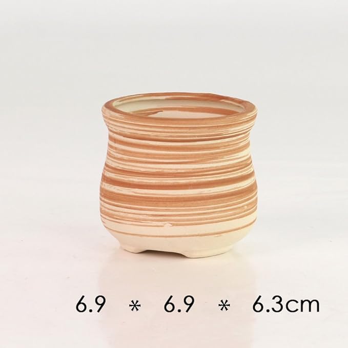Sun-E 6 in Set 7.6 cm Ceramic Wooden Pattern Succulent Plant Pot Cactus Plant Pot Flower Pot Container Planter Gift Idea